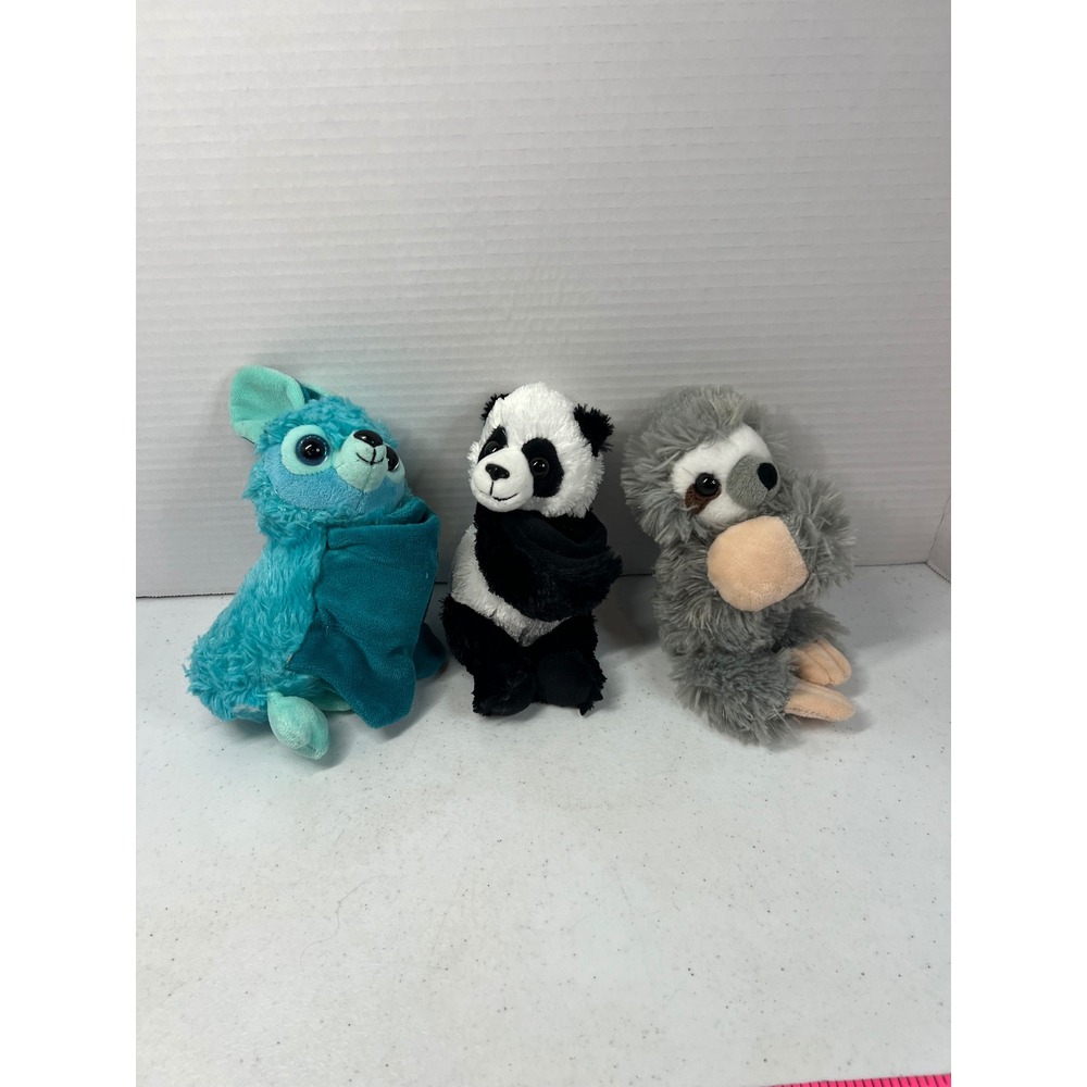 Wild Republic Huggers Plush Lot Bat Panda Sloth Snap Bracelet Stuffed Animals